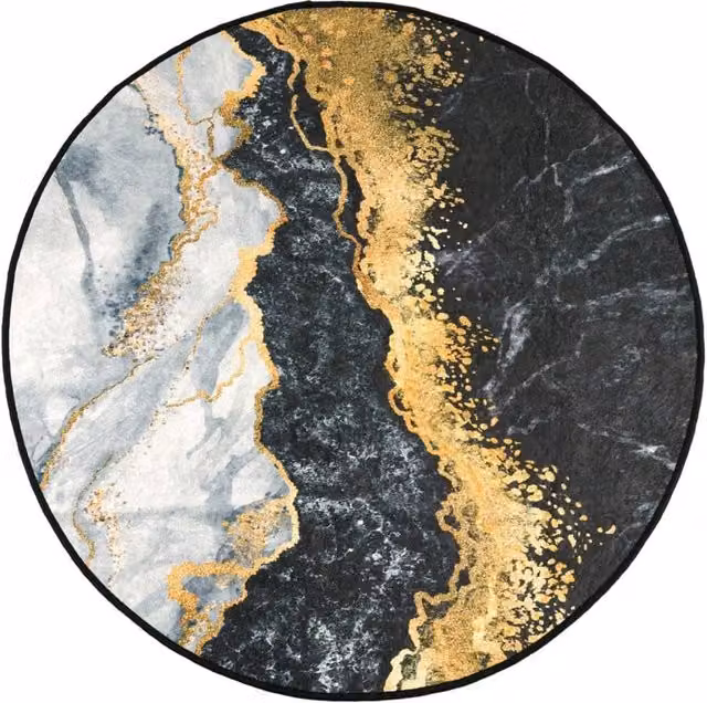 Berkfield Home Washable Multicolour Abstract Round Rug with Anti Slip Base, Diameter: 100 cm – 1