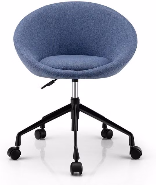 Costway Modern Fabric Upholstered Swivel Task Chair for Home Office in Blue, Green or Grey