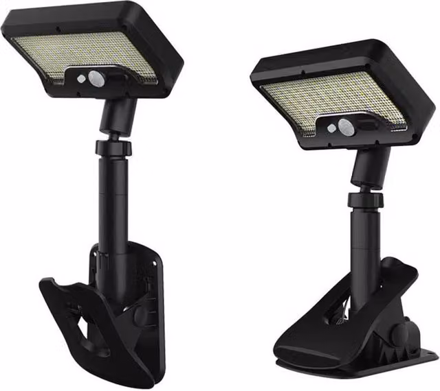 FLAVORA LED Solar Motion Sensor Garden Outdoor Clip On Light in Black – 1