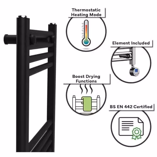 Lux Heat Black Metal Electric Ladder Towel Radiator H 120 cm x W 50 cm – 4