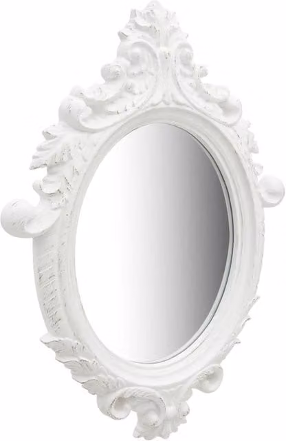 Berkfield Home Antique Castle Style Wall Mirror, White, W: 56 cm, H: 76 cm