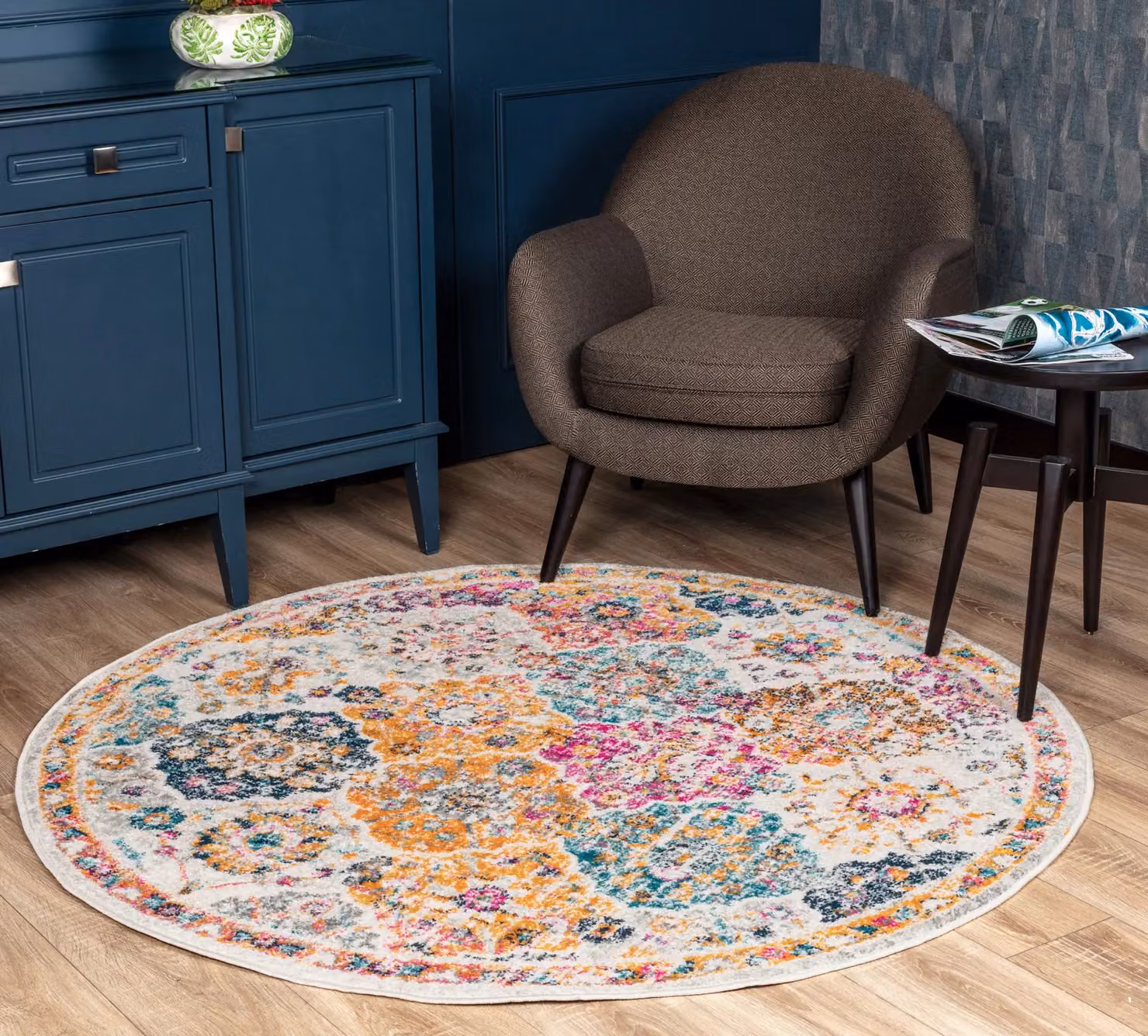 Livabliss Harput Vintage Traditional Boho Rug in Burnt Orange, Beige, Blue and Grey, W: 160 cm, L: 220 cm – 5