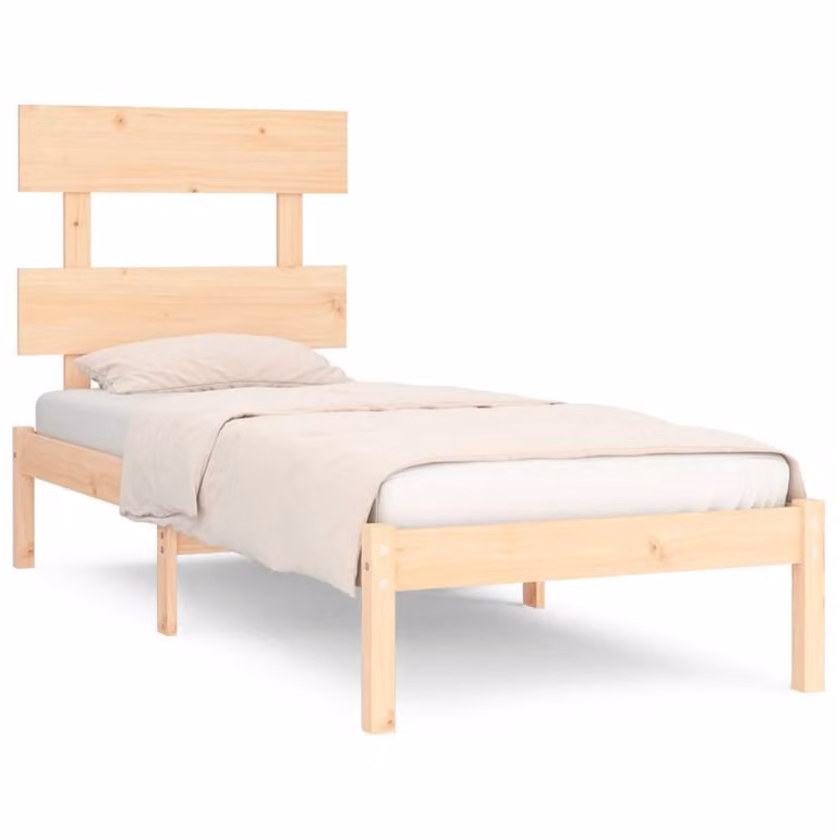 Berkfield Home Single Solid Wood Pine Bed Frame, Brown, W: 90 cm, L: 190 cm