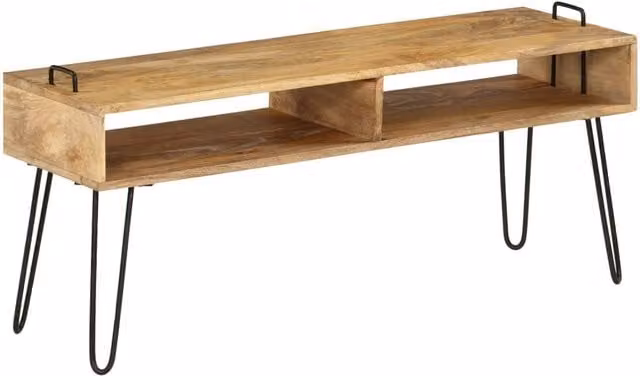 Berkfield Home Industrial TV Stand in Brown Solid Mango Wood, W: 110 cm, D: 35 cm, H: 45 cm