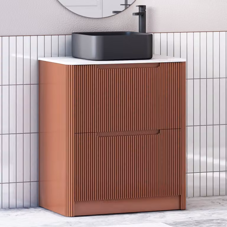 Royal Bathrooms Avenza 800mm Terracotta Clay Floor Standing Vanity Unit with 2 Drawers and Art Square Basin