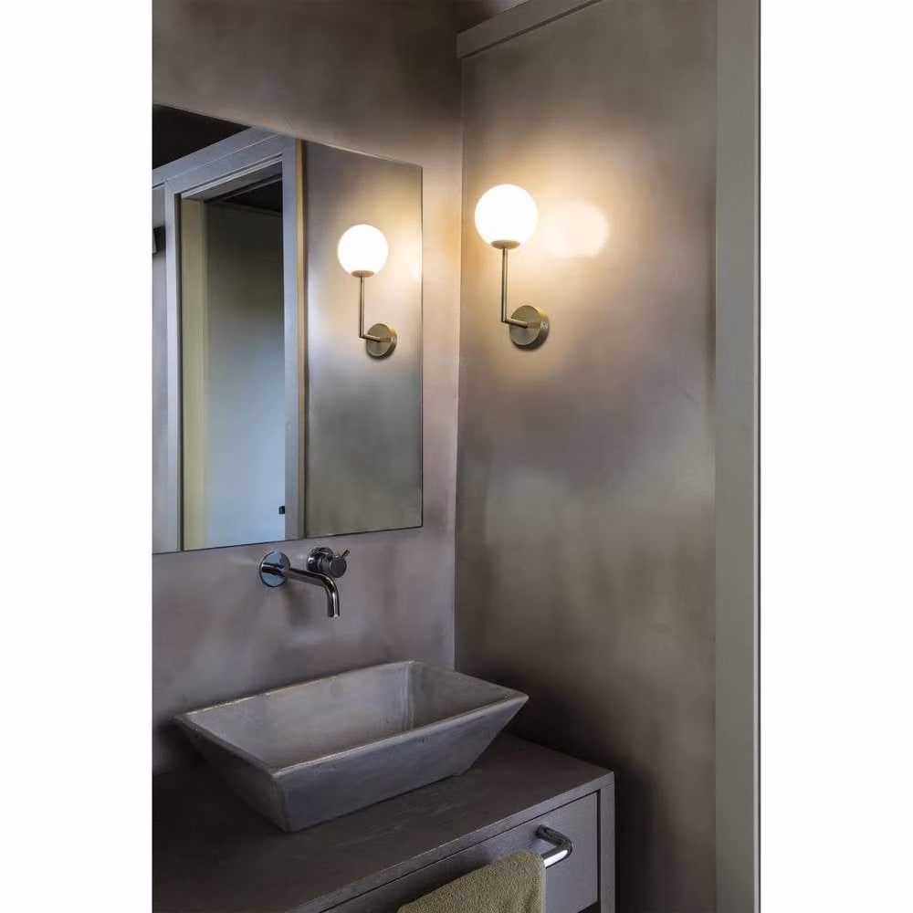Netlighting Gala Globe Bathroom Wall Lamp in Satin Gold with Glass Sphere and G9 Socket, IP44 Rated – 2