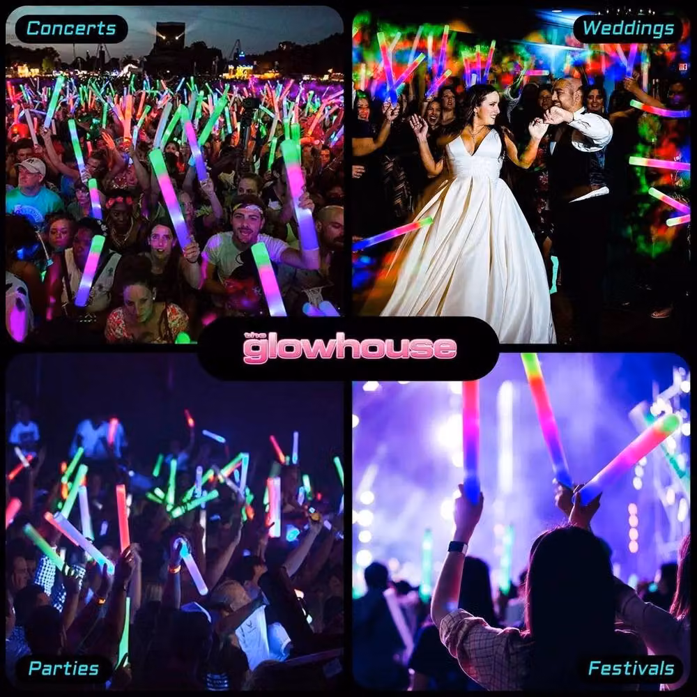 NESTLUNE Multi Colour LED Foam Glow Sticks 18 Inch Large Light Wand – 4