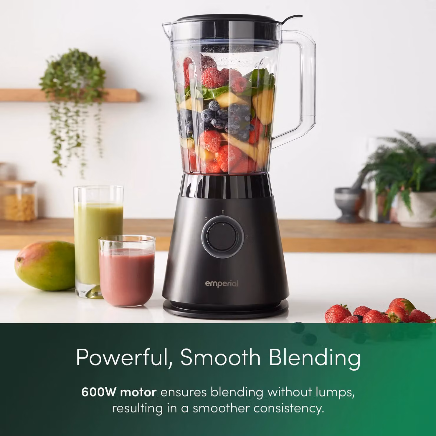 Emperial 600W Smoothie Maker and Ice Crusher with 1.5L Jug, 2 Speeds and Pulse Function in Black – 2