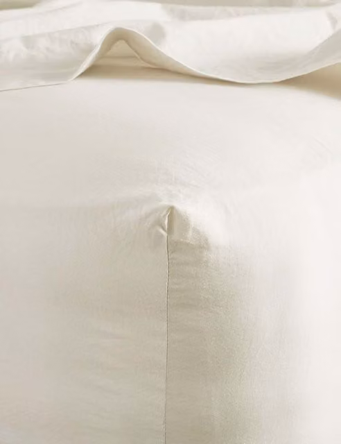 Bedfolk Pure Cotton Washed Fitted Sheet in White, 180 x 200 cm