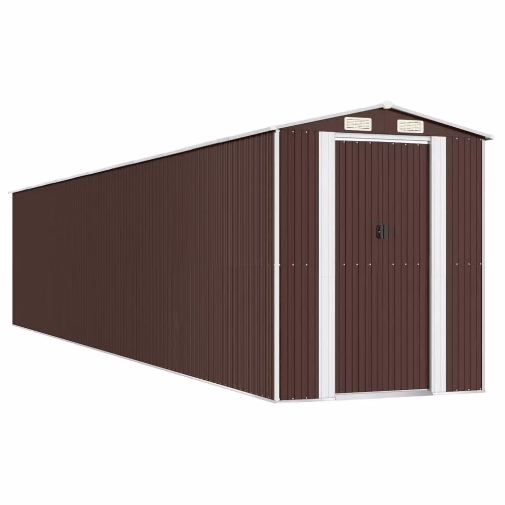 Berkfield Home Garden Shed in Dark Brown, Galvanised Steel, W/D/H: 192 x 1021 x 223 cm – 3