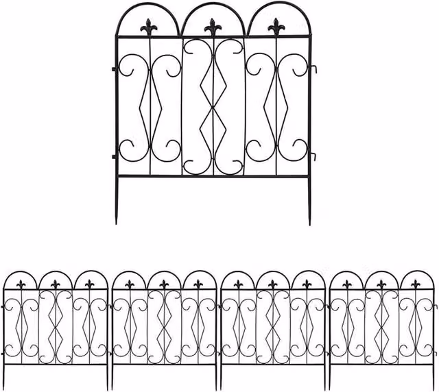 Nordara B 5 x Decorative Garden Fence Panels Animal Barrier Border Edging in Black – 1