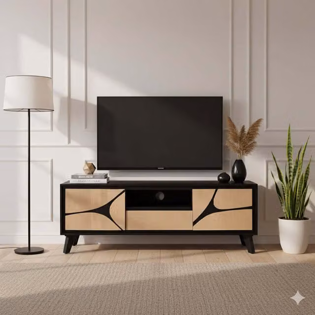 IH Design Dusk Mango Wood TV Stand in Tan