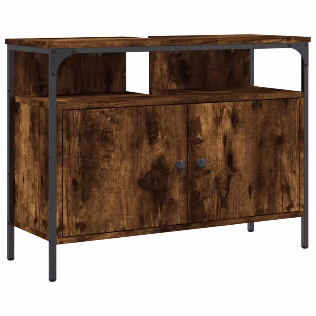 Berkfield Home Bathroom Sink Cabinet in Smoked Oak Brown, W/D/H: 80 x 30 x 60 cm – 2