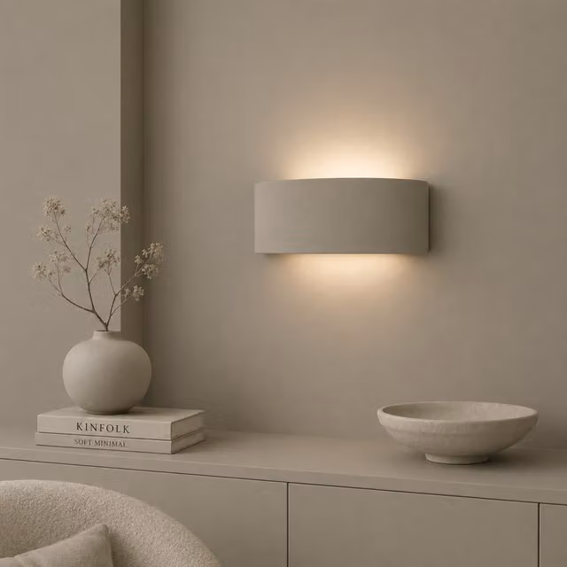 ValueLights Vincent Curved Ceramic Up/Down Flush Wall Sconce Light with Bulb in Green or Grey – 1