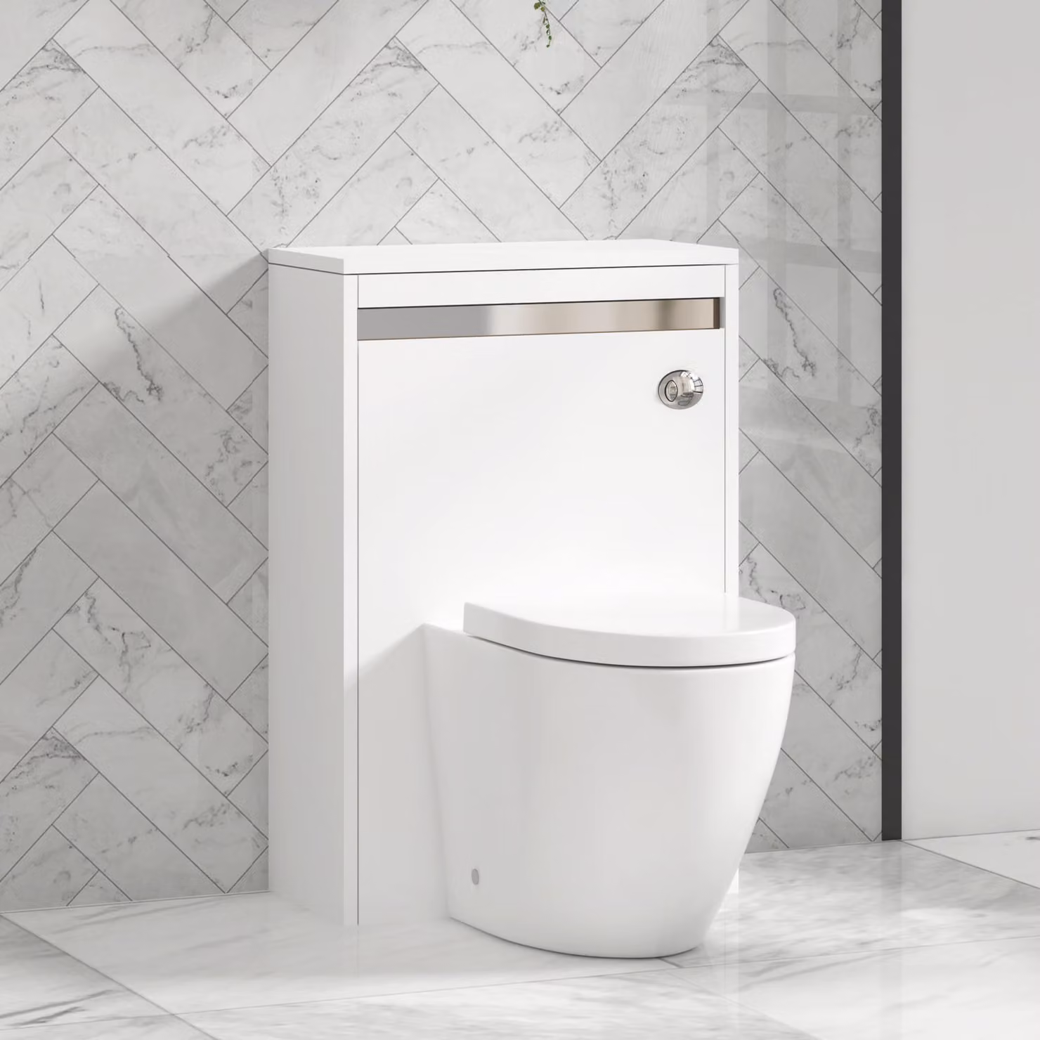 Royal Bathrooms Orion Matt White Back To Wall WC Unit with Elva Rimless Ceramic Toilet Pan, Soft Close Seat and Cistern, 540mm Width
