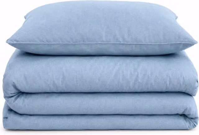 Sweet Dreams Blue Linen Texture Cotton Duvet and Pillowcase Set, Double, W/D/H: 200 x 200 cm