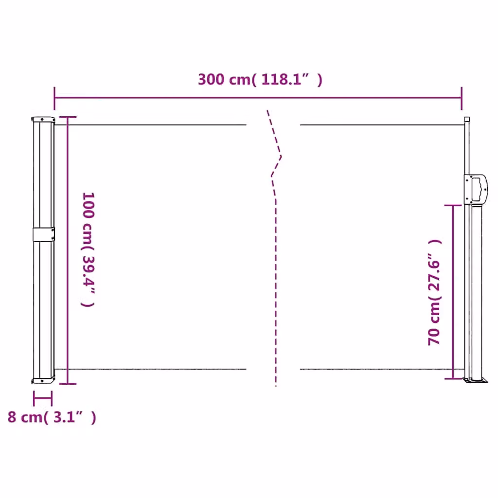 Berkfield Home Retractable Side Awning in Dark Green, W/H: 300 x 100 cm – 5