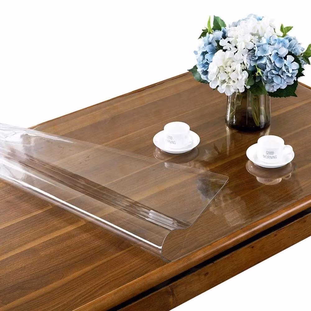 NESTLUNE Clear PVC Table Protector Tablecloth, Transparent, W: 200 cm, D: 100 cm – 2