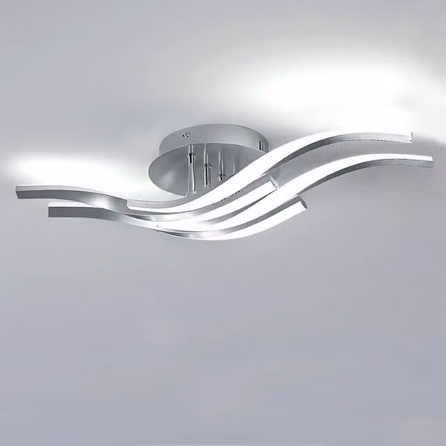 Goeco Modern Wave-shaped LED Ceiling Light in Silver, 32 W, 6500 K