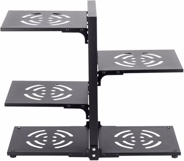 Garden Sanctuary 5-Tier Adjustable Metal Kitchen Pot Rack Organizer in Black, W/D/H: 43.0 x 51.0 x 137.2 cm