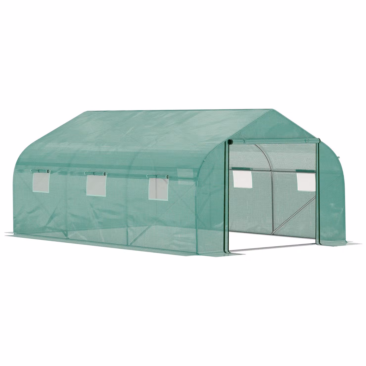 OUTSUNNY Green Outdoor Tunnel Greenhouse with Roll Up Door and Windows, W/D/H: 300 x 200 x 300 cm – 2