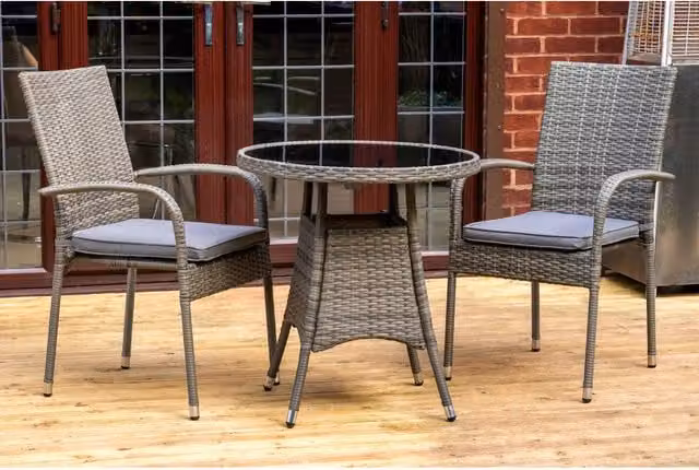Signature Homes and Gardens Heaton 2 Seater Rattan Bistro Set in Grey