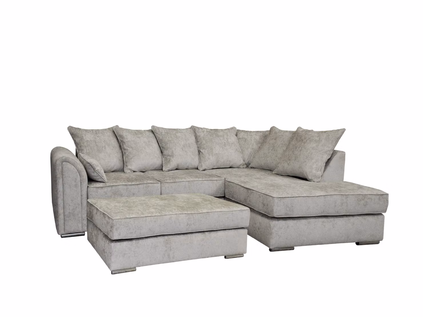 Snugg Furniture UK Limited Cardinal Right Hand Corner Sofa with Matching Ottoman in Silver Grey – 2