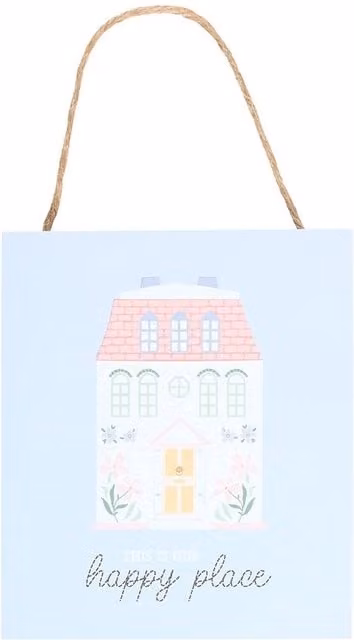 Kingsbury Gifts This Is Our Happy Place Pastel House Hanging Sign - Blue
