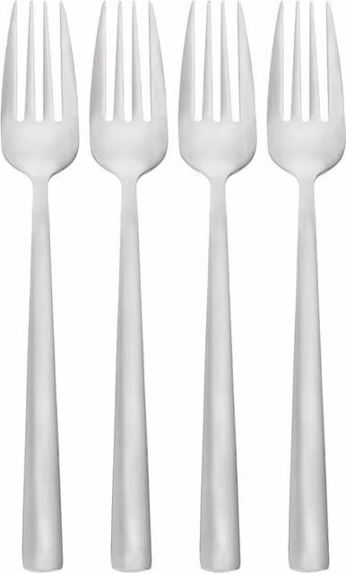 Argon Tableware Tondo Polished Stainless Steel Dinner Forks, Silver, Pack of 12