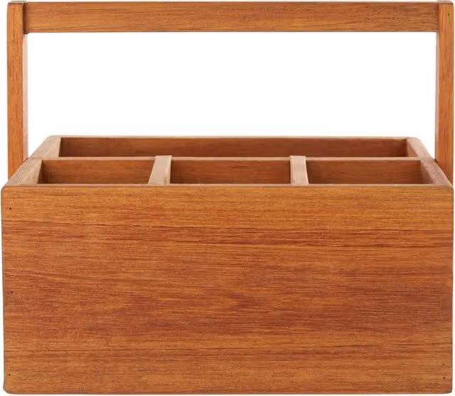 Orsina Robust Acacia Wood Cutlery Storage Caddy with Compartments, Brown, W/D/H: 22.0 x 18.0 x 1.0 cm – 1