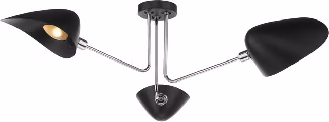 Dar SEB0322 Mid-Century Black and Chrome LED Ceiling Light with Adjustable Up and Down Lighting