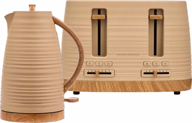 Morphy Richards Clay Kettle and Toaster Set in Brown and Beige
