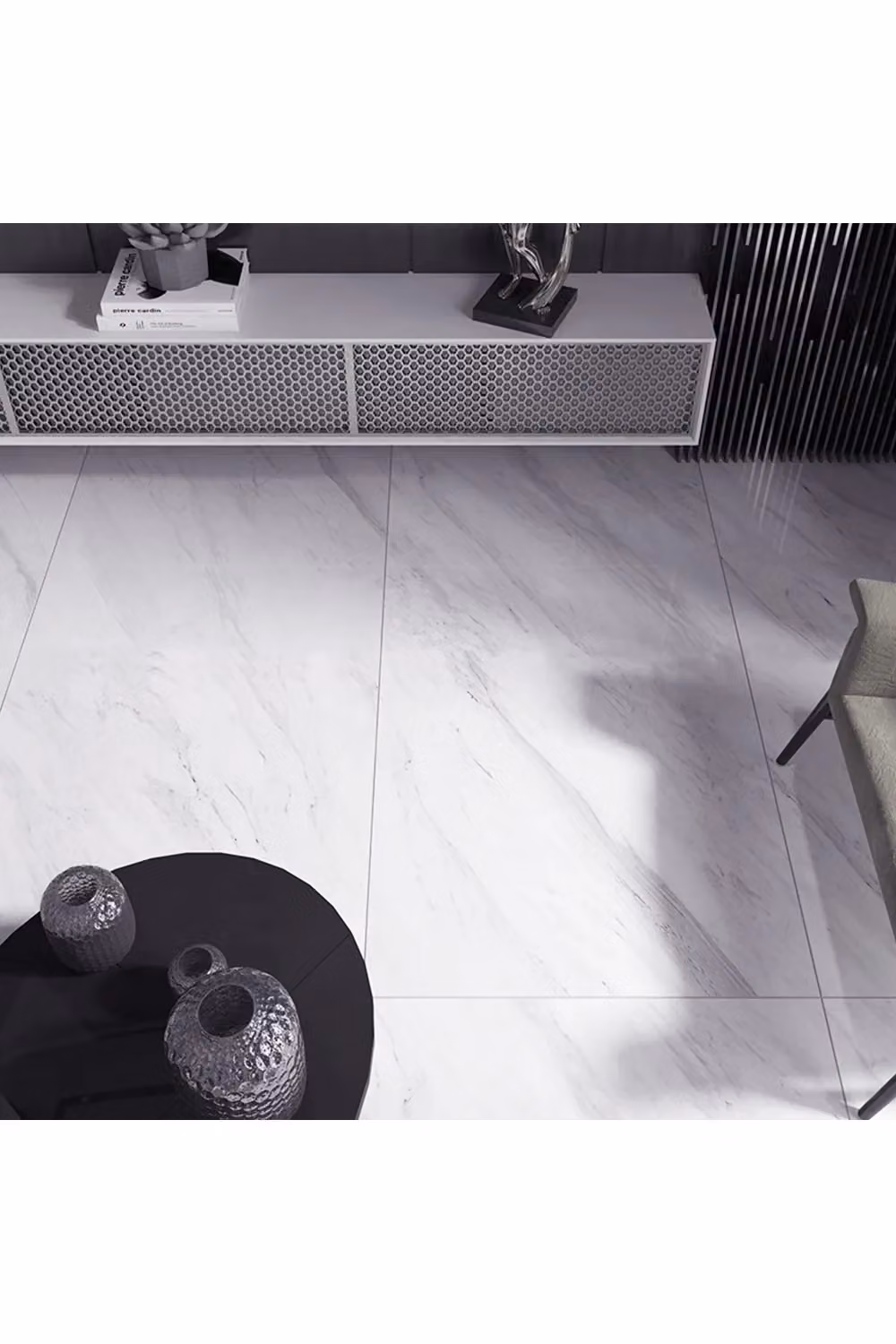 Living and Home Self-adhesive Marble Effect PVC Flooring, White, W: 60 cm, L: 10 m – 2