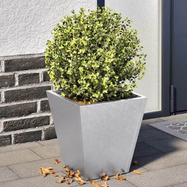Berkfield Home Galvanised Steel Garden Planter Tubs in Grey, 2 Pack, W/D/H: 30 x 30 x 30 cm