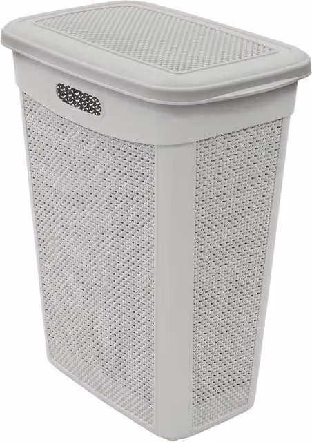 JVL Droplette 43L Laundry Basket with Handles, Ice Grey