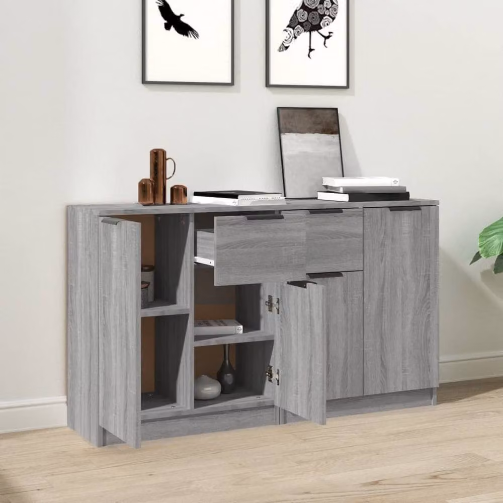 Berkfield Home Set of 2 Grey Sonoma Sideboards in Engineered Wood, W/D/H: 60 x 30 x 70 cm – 2