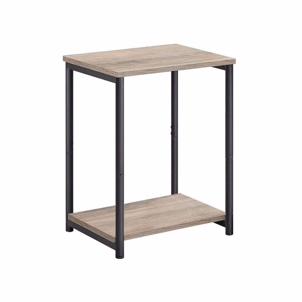 Pirlo Plush 2 Tier Side End Table with Steel Frame in Grey and Greige, W/D/H: 38.5 x 30 x 50 cm – 6
