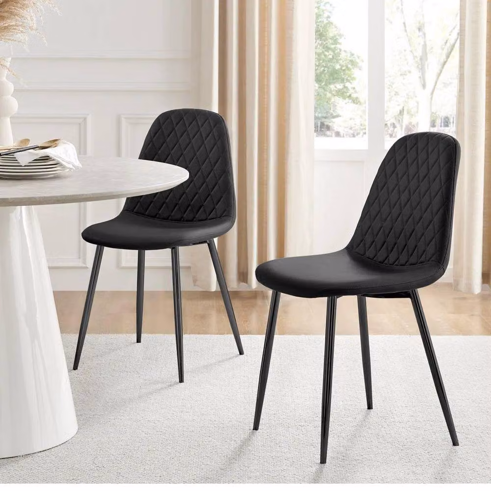 Kosy Koala Industrial Dining Table Set with 4 Black Faux Leather Chairs in Brown – 2