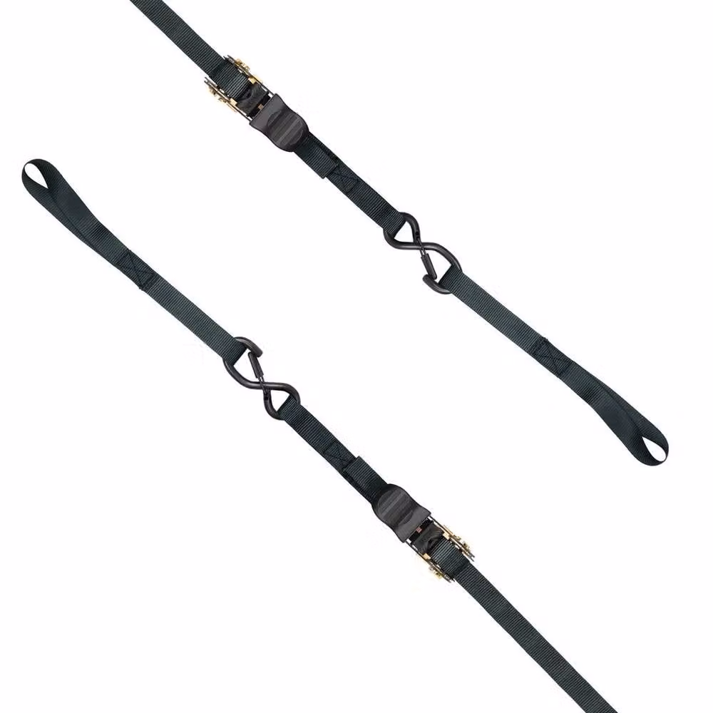 NESTLUNE Set of 4 Black Ratchet Tie Down Straps for Motorcycles, 16ft Length – 1