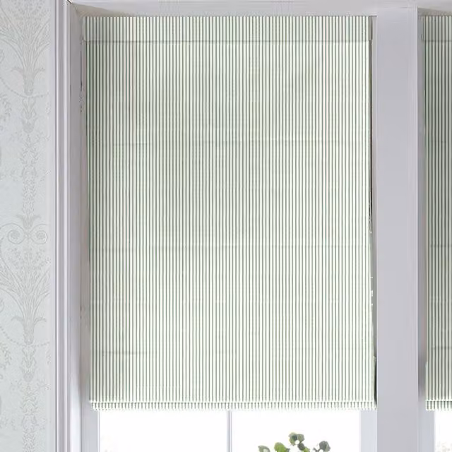 Laura Ashley Candy Stripe Blackout Roman Blind in Bottle Green