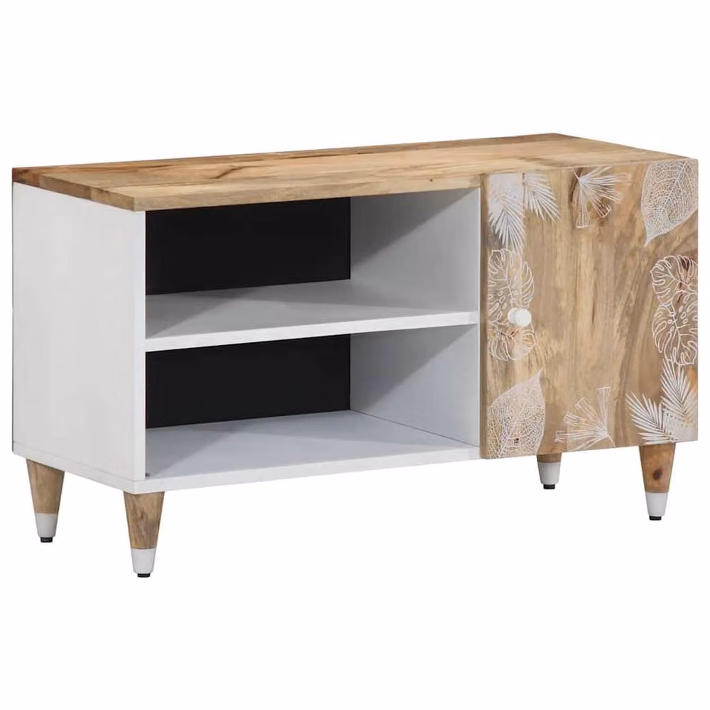 Berkfield Home Mango Wood TV Cabinet in Brown, W: 80 cm, D: 31.5 cm, H: 46 cm – 2