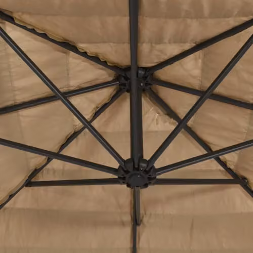 vidaXL Garden Parasol with LEDs, Steel Pole and Polyester Canopy, Brown, W: 268 cm, D: 268 cm, H: 226 cm – 5