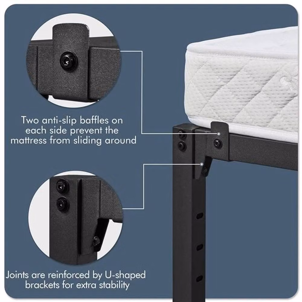 PAWNORA Metal Platform Bed Frame in Black, W/D/H: 200 x 150 x 41 cm – 3