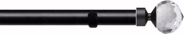 New Edge Blinds Black Metal Eyelet Curtain Pole Set with Bella Finial, Length: 320 cm – 1