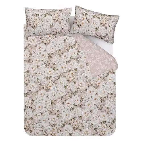 Smart Living Reversible Elegant Blooms Floral Bedding Set in Pink and Green, 2 Pieces, W/D/H: 135 x 200 cm – 2