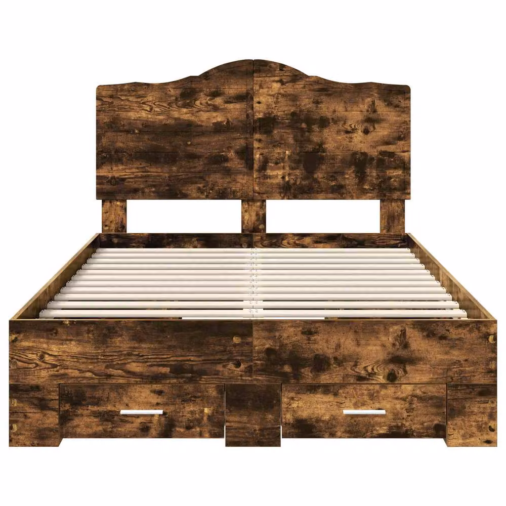 Berkfield Home Modern Bed Frame with Drawer in Smoked Oak Brown, W/D/H: 120 x 190 cm – 5