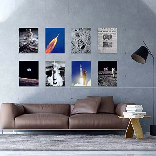 Wee Blue Coo Apollo 11 Moon Landing Saturn V Rocket Wall Art Print Poster Pack of 8, Multicolour – 4