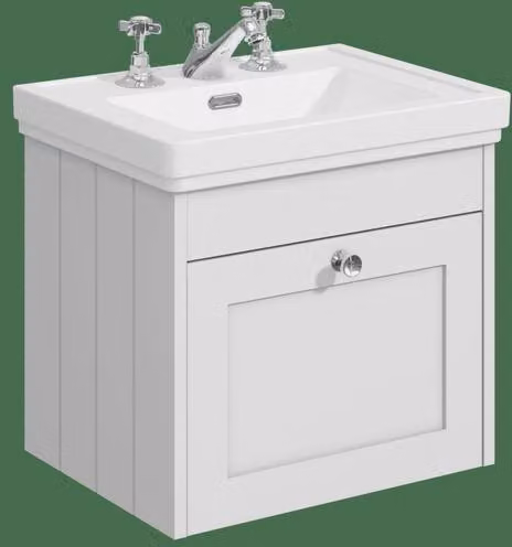 Balterley Classic 1 Drawer Wall Hung Unit with Basin in Satin White, W: 50 cm