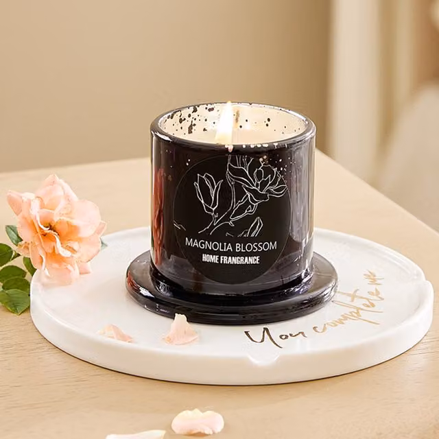 Livingandhome Natural Vegetable Wax Scented Candle in Black