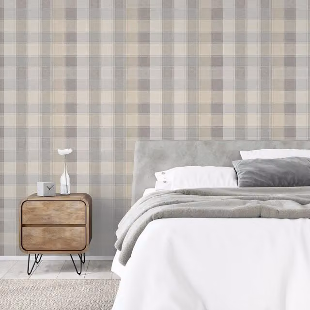 Arthouse Country Classic Check Wallpaper in Grey
